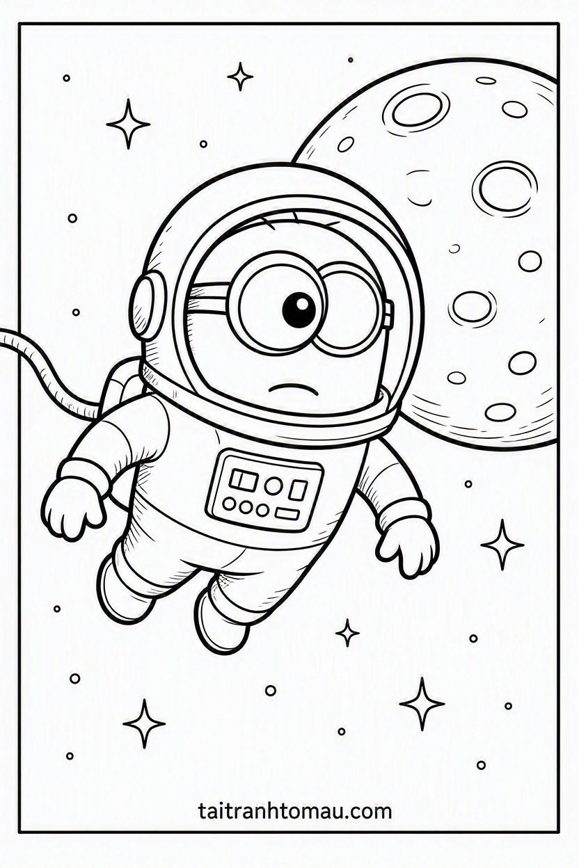 A_Minion_in_an_astronaut_space_suit_floating_in_space_surrou