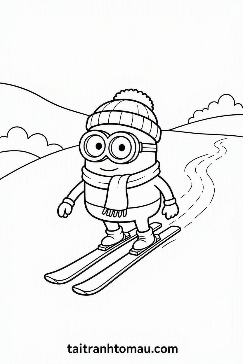 Minion_wearing_a_winter_beanie_and_scarf_skiing_down_a_snowy (1)
