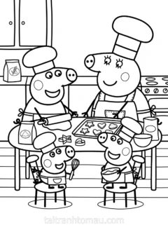 Tranh tô màu đầu bếp peppa pig