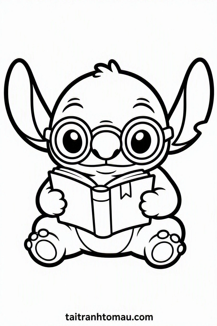 Adorable_Stitch_wearing_oversized_round_glasses_and_reading