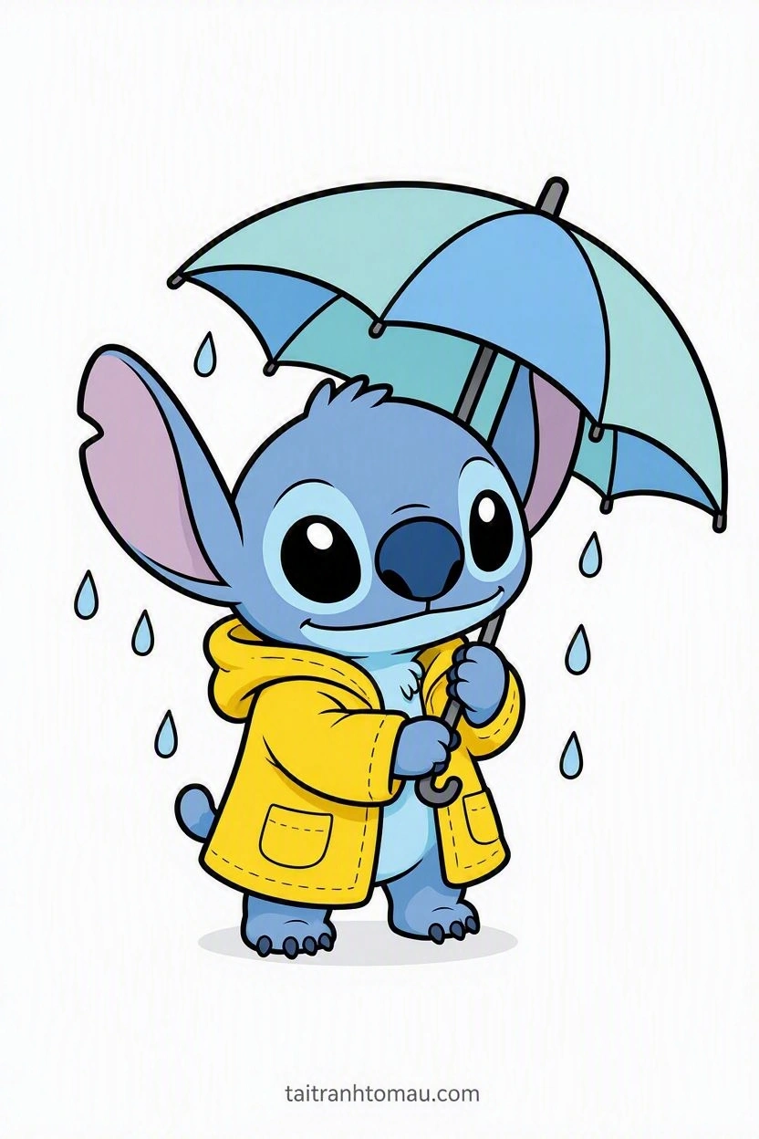 Chibi_Stitch_wearing_a_yellow_raincoat_and_holding_an_open_u