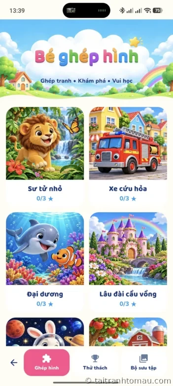 Kids World: Một thế giới tô màu, tập viết, học toán và ghép hình cho bé 5 thế giới ghép hình trong kids world - đây chỉ là phần nhỏ