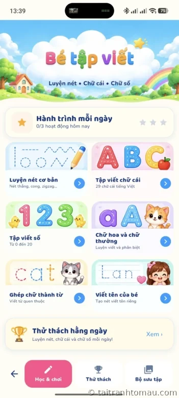 Kids World: Một thế giới tô màu, tập viết, học toán và ghép hình cho bé 3 app bé tập viết trong kids world - đây chỉ là phần nhỏ