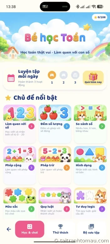 Kids World: Một thế giới tô màu, tập viết, học toán và ghép hình cho bé 4 app bé học toán trong kids world - đây chỉ là phần nhỏ
