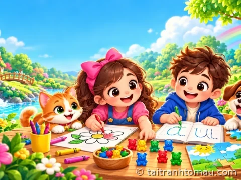 Giới thiệu ứng dụng kid world ứng dụng tô màu, học toán, tập viết cho bé