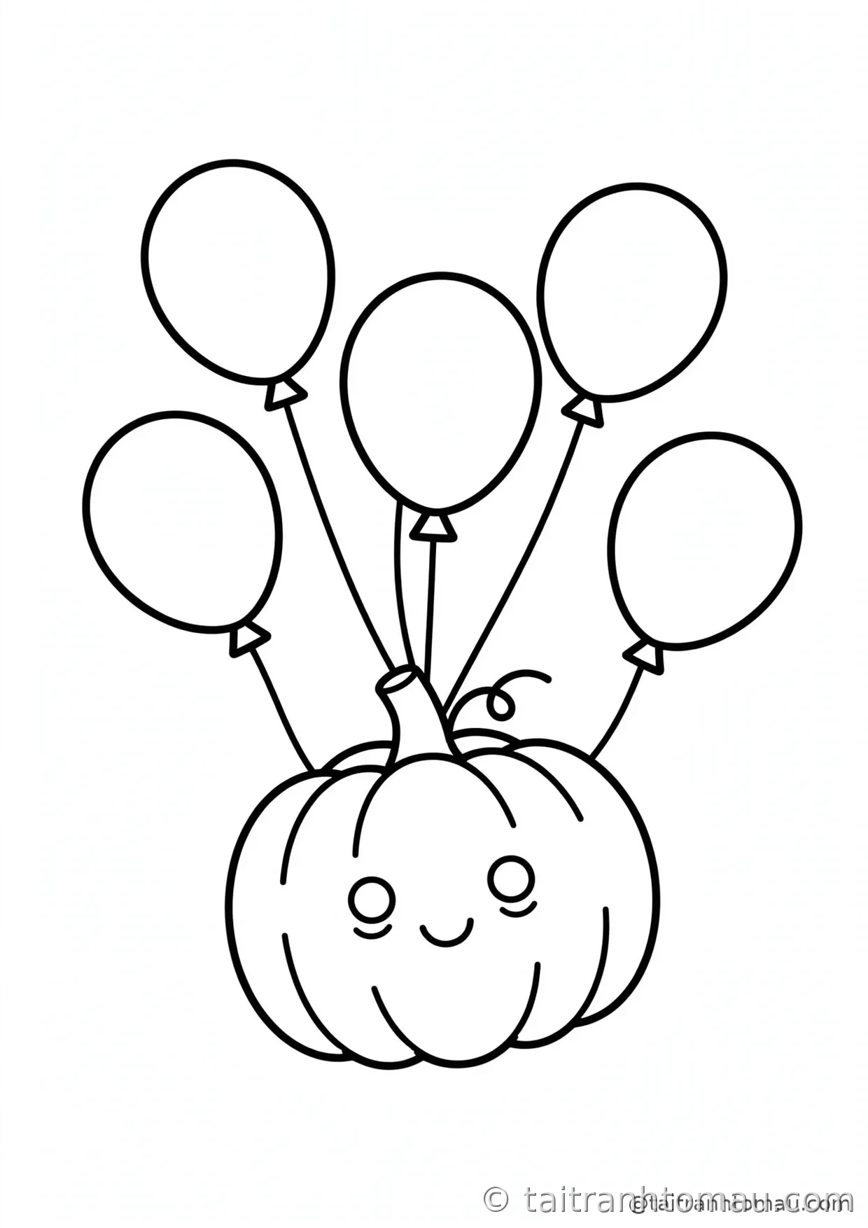 34 Tranh Tô Màu Bí Ngô Halloween Cute Cho Bé: Tải Miễn Phí 21 tranh tô màu bí ngô halloween: bí ngô bay cao nhờ chùm bóng bay đủ màu