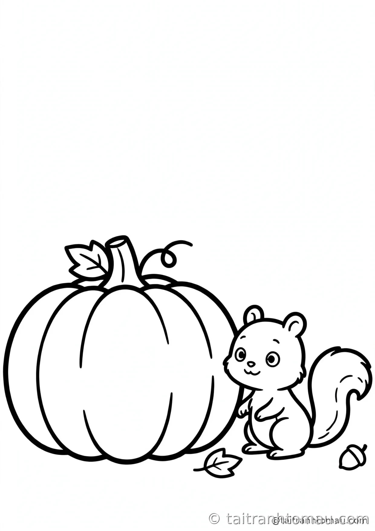 34 Tranh Tô Màu Bí Ngô Halloween Cute Cho Bé: Tải Miễn Phí 13 tranh tô màu bí ngô halloween: bí ngô cùng chú sóc con tò mò