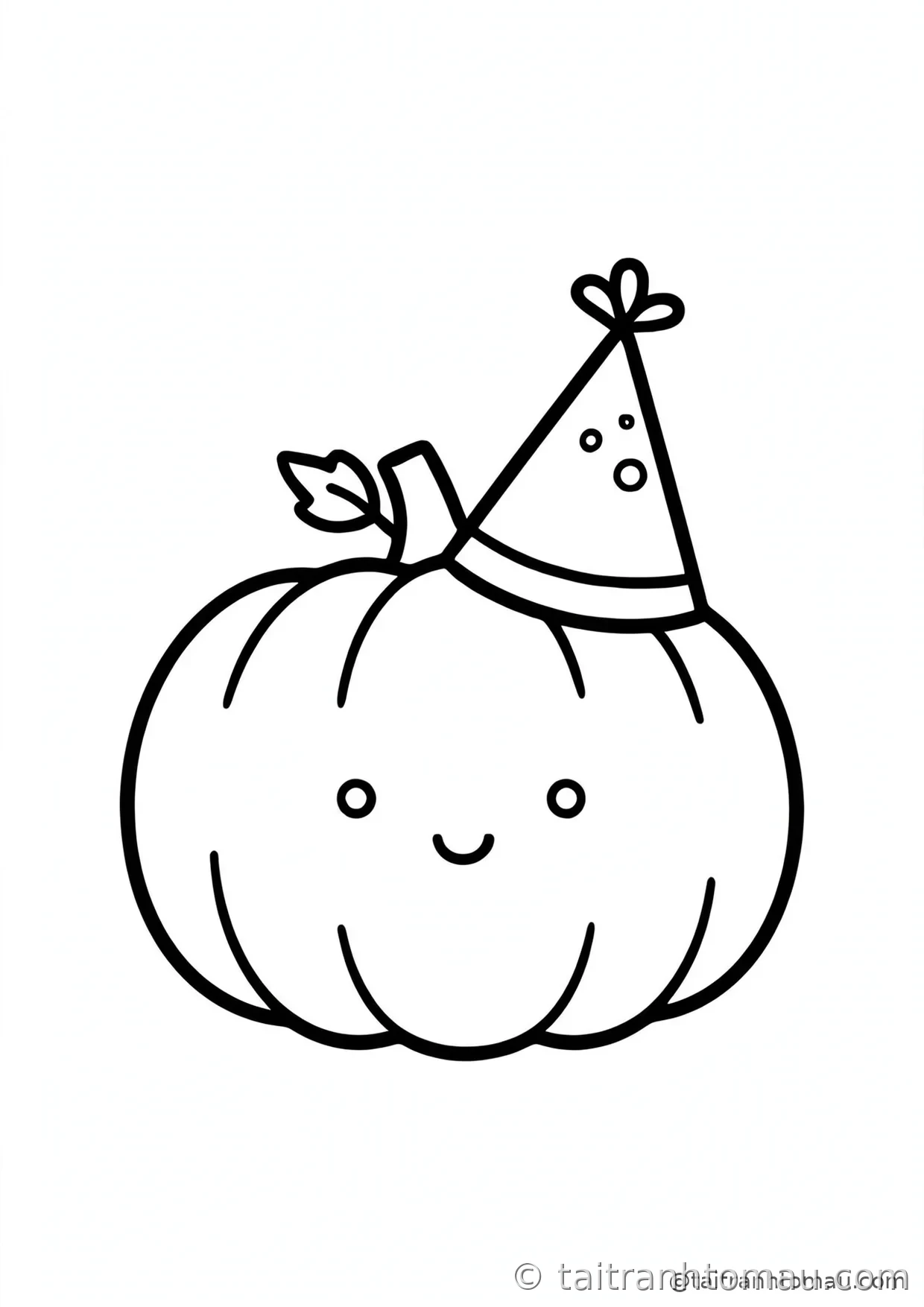 34 Tranh Tô Màu Bí Ngô Halloween Cute Cho Bé: Tải Miễn Phí 29 tranh tô màu bí ngô halloween: bí ngô đội mũ sinh nhật sặc sỡ