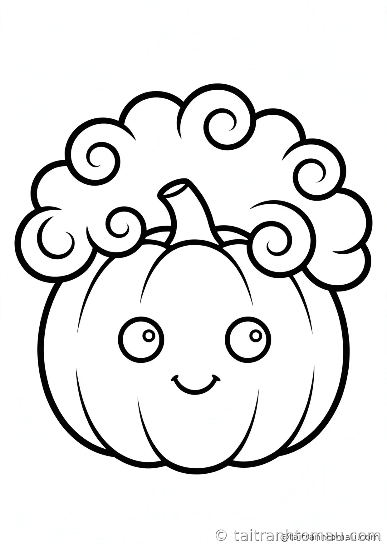 34 Tranh Tô Màu Bí Ngô Halloween Cute Cho Bé: Tải Miễn Phí 22 tranh tô màu bí ngô halloween: bí ngô đội tóc giả xoăn của chú hề