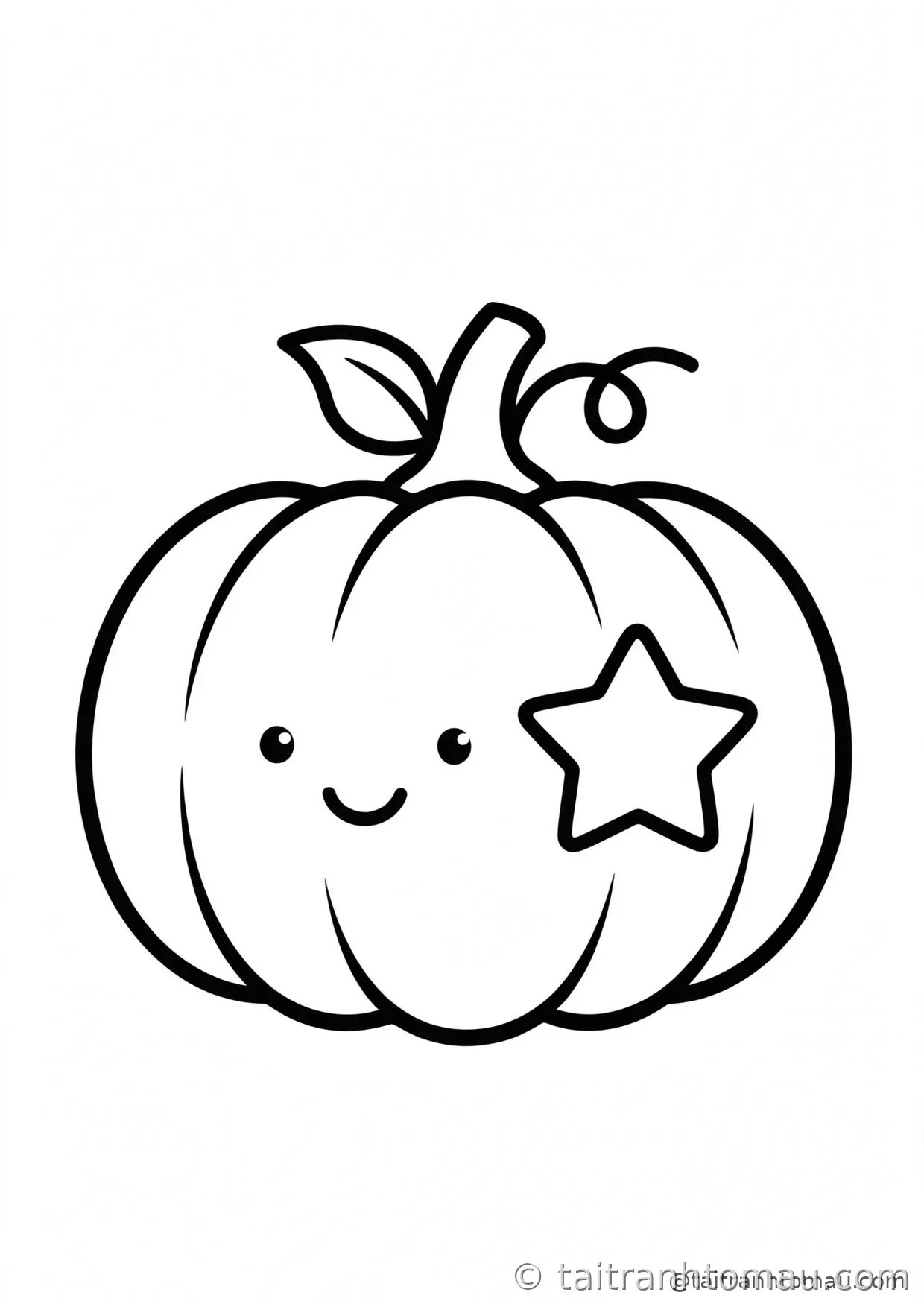 34 Tranh Tô Màu Bí Ngô Halloween Cute Cho Bé: Tải Miễn Phí 19 tranh tô màu bí ngô halloween: bí ngô khắc hình ngôi sao bên hông