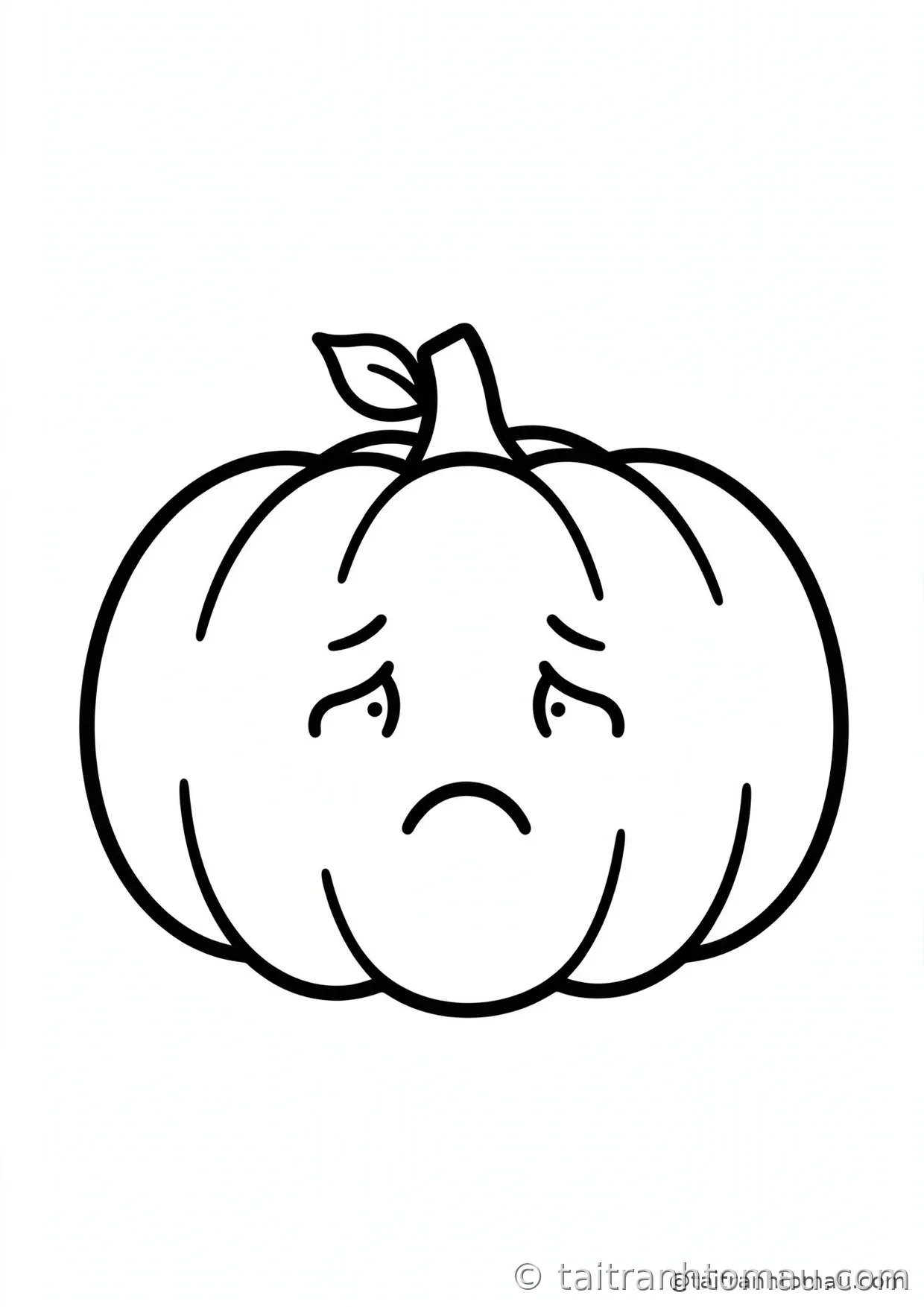 34 Tranh Tô Màu Bí Ngô Halloween Cute Cho Bé: Tải Miễn Phí 14 tranh tô màu bí ngô halloween: bí ngô mặt buồn để bé học cảm xúc
