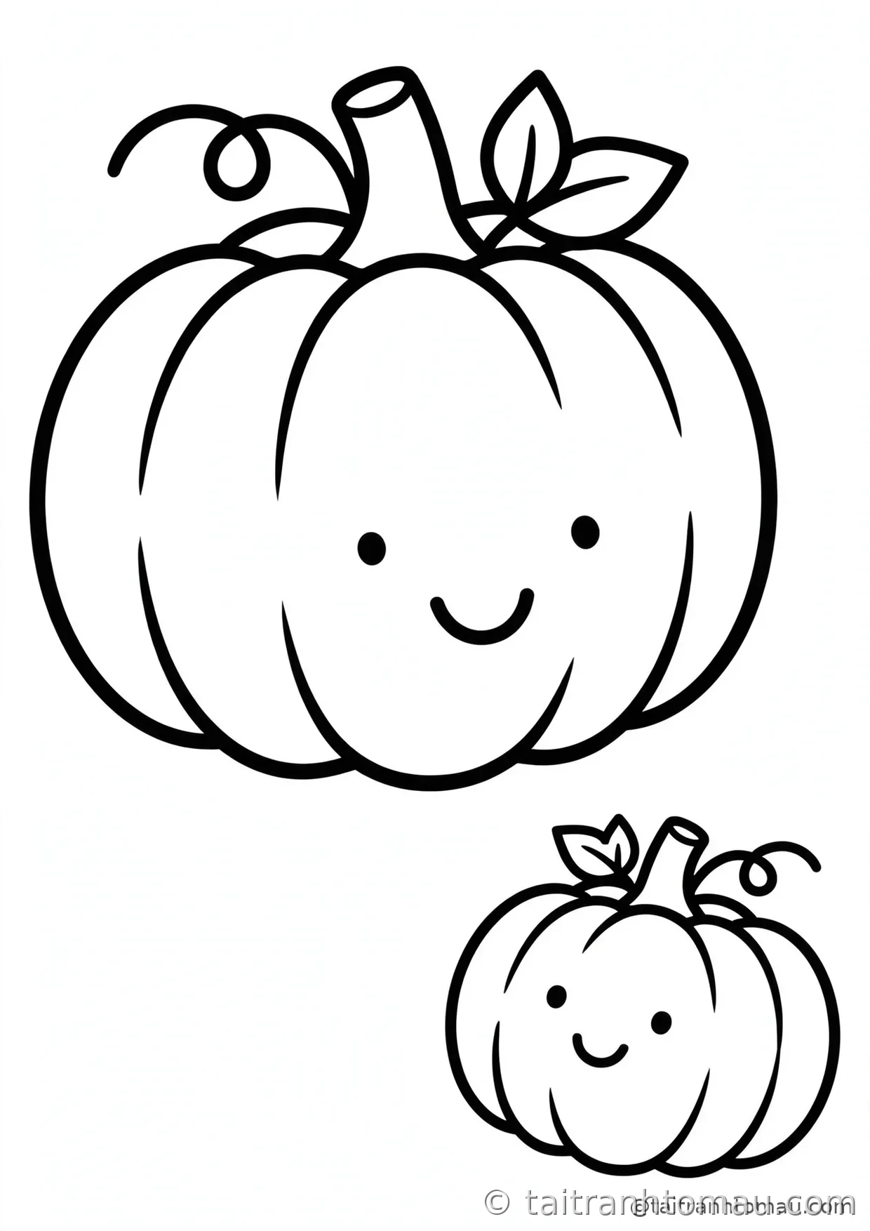 34 Tranh Tô Màu Bí Ngô Halloween Cute Cho Bé: Tải Miễn Phí 9 tranh tô màu bí ngô halloween: bí ngô mẹ trông chừng bí ngô con