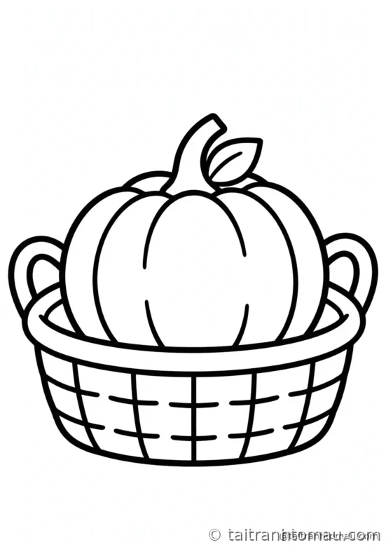 tranh tô màu bí ngô halloween: bí ngô nằm gọn trong giỏ mây