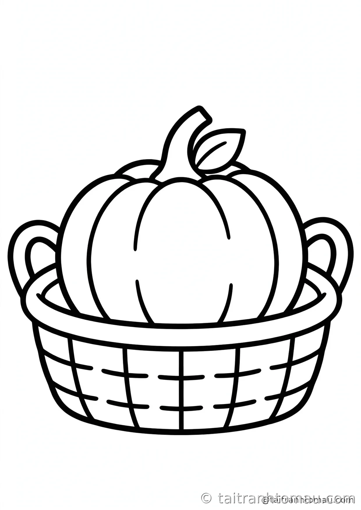 34 Tranh Tô Màu Bí Ngô Halloween Cute Cho Bé: Tải Miễn Phí 12 tranh tô màu bí ngô halloween: bí ngô nằm gọn trong giỏ mây
