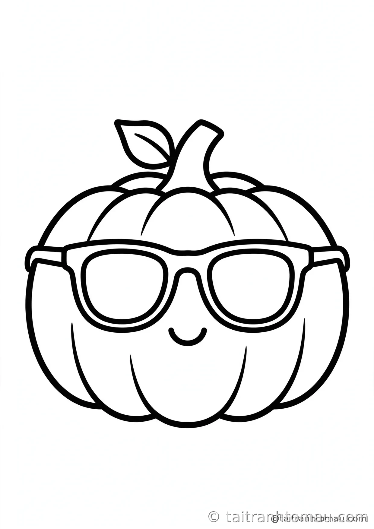 34 Tranh Tô Màu Bí Ngô Halloween Cute Cho Bé: Tải Miễn Phí 11 tranh tô màu bí ngô halloween: bí ngô ngầu đeo kính râm đen