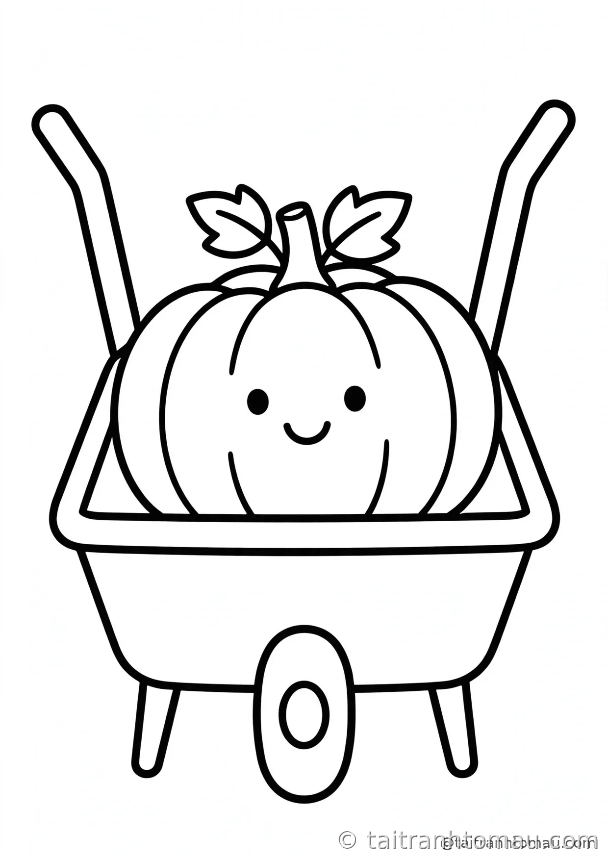 34 Tranh Tô Màu Bí Ngô Halloween Cute Cho Bé: Tải Miễn Phí 5 tranh tô màu bí ngô halloween: bí ngô ngồi trong xe cút kít nhỏ