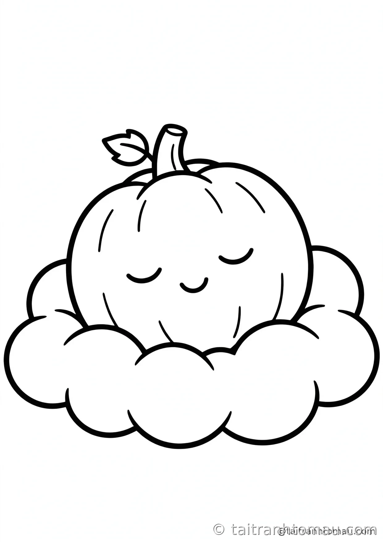 34 Tranh Tô Màu Bí Ngô Halloween Cute Cho Bé: Tải Miễn Phí 33 tranh tô màu bí ngô halloween: bí ngô ngủ ngon trên đám mây bông xốp