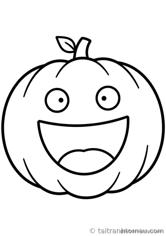 tranh tô màu halloween cho bé 3 tuổi: bí ngô cười ha hả, miệng mở rộng