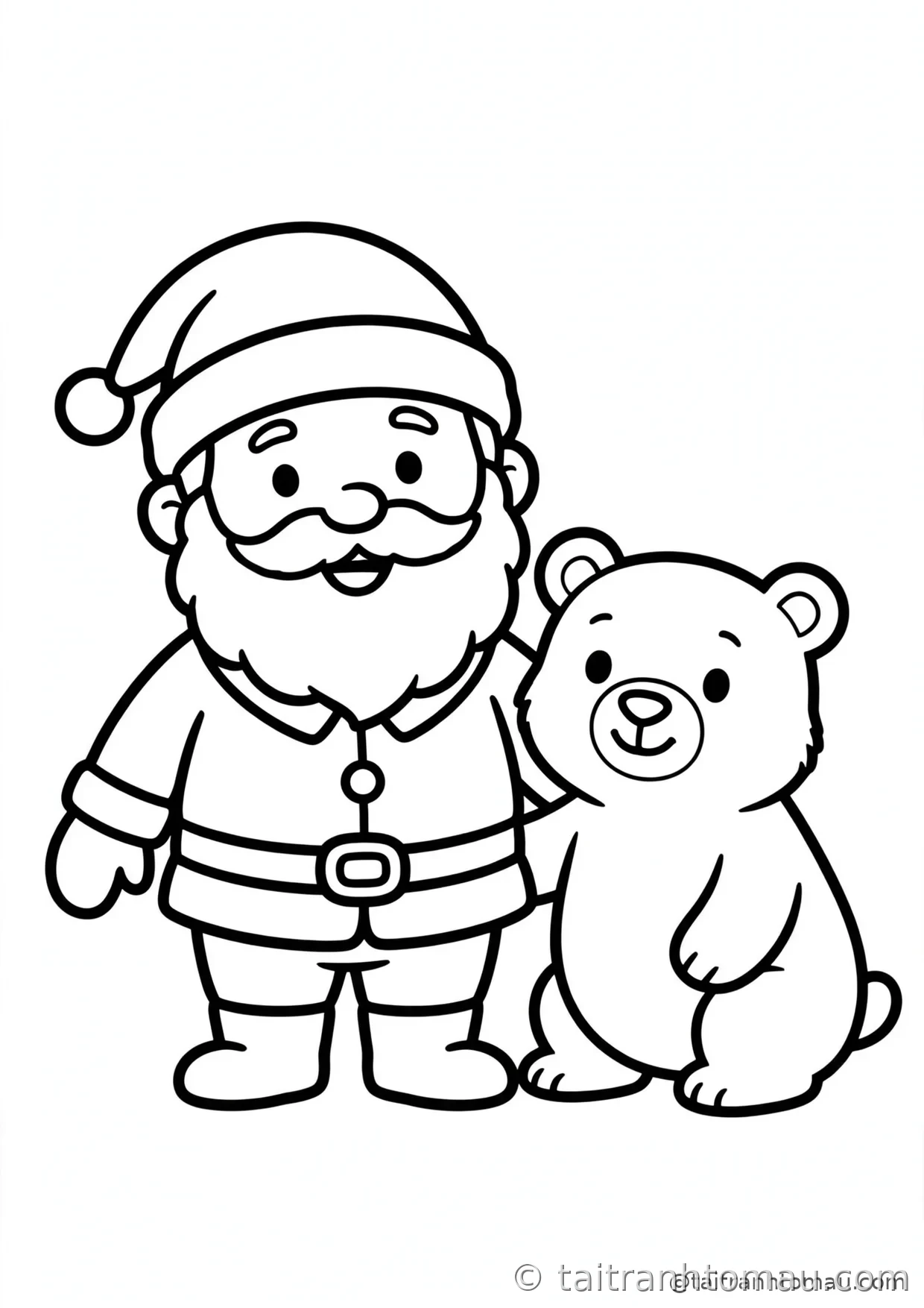 36 Tranh Tô Màu Ông Già Noel Cute Cho Bé Đón Giáng Sinh 20 tranh tô màu ông già noel: ông già noel bên chú gấu bắc cực thân thiện