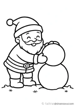 tranh tô màu ông già noel: ông già noel đắp người tuyết tròn vo
