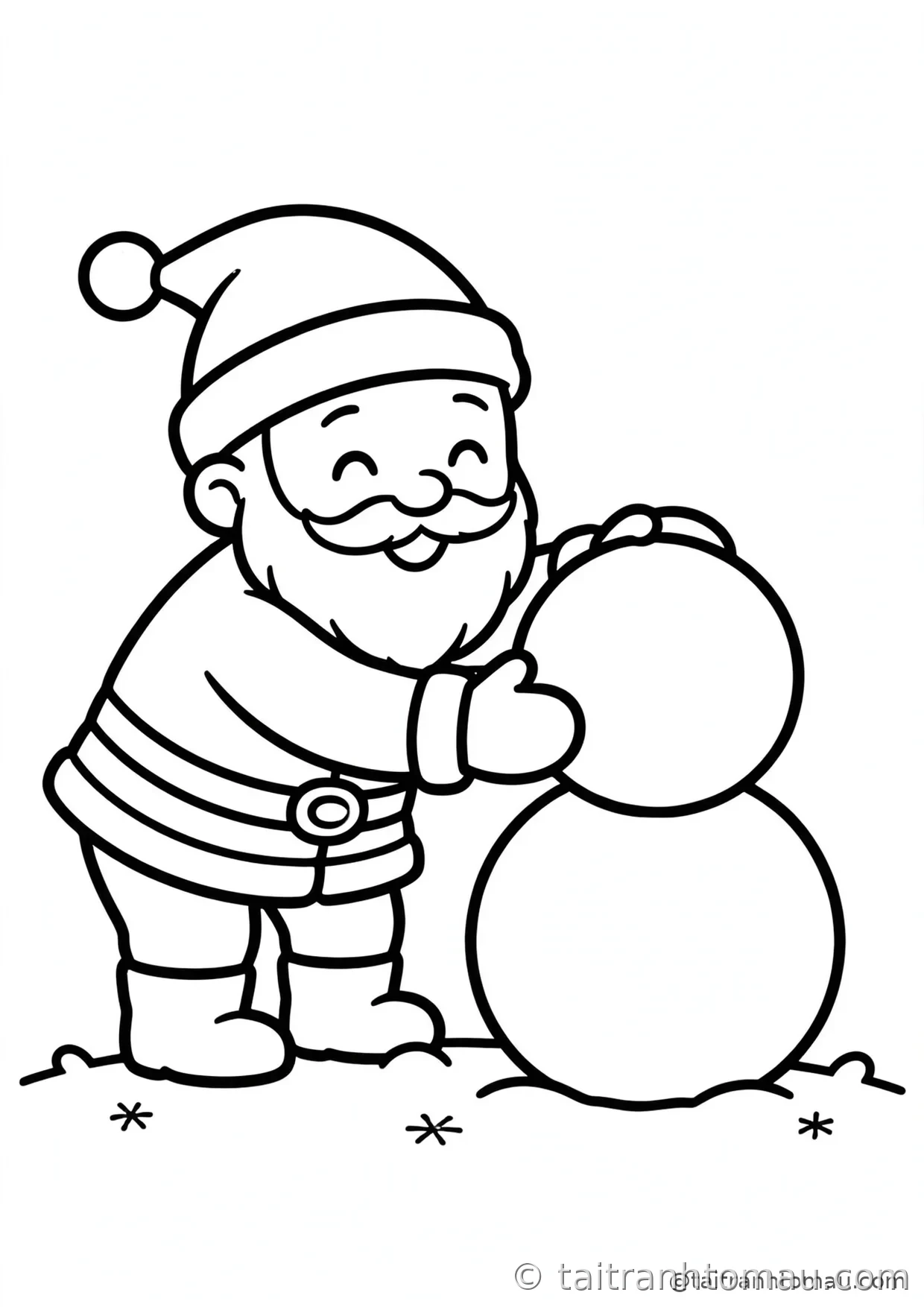 36 Tranh Tô Màu Ông Già Noel Cute Cho Bé Đón Giáng Sinh 11 tranh tô màu ông già noel: ông già noel đắp người tuyết tròn vo