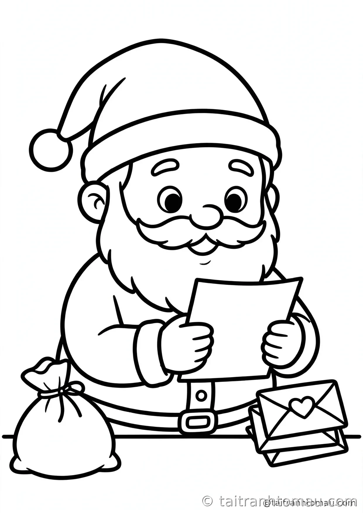 36 Tranh Tô Màu Ông Già Noel Cute Cho Bé Đón Giáng Sinh 6 tranh tô màu ông già noel: ông già noel đọc thư các bé gửi