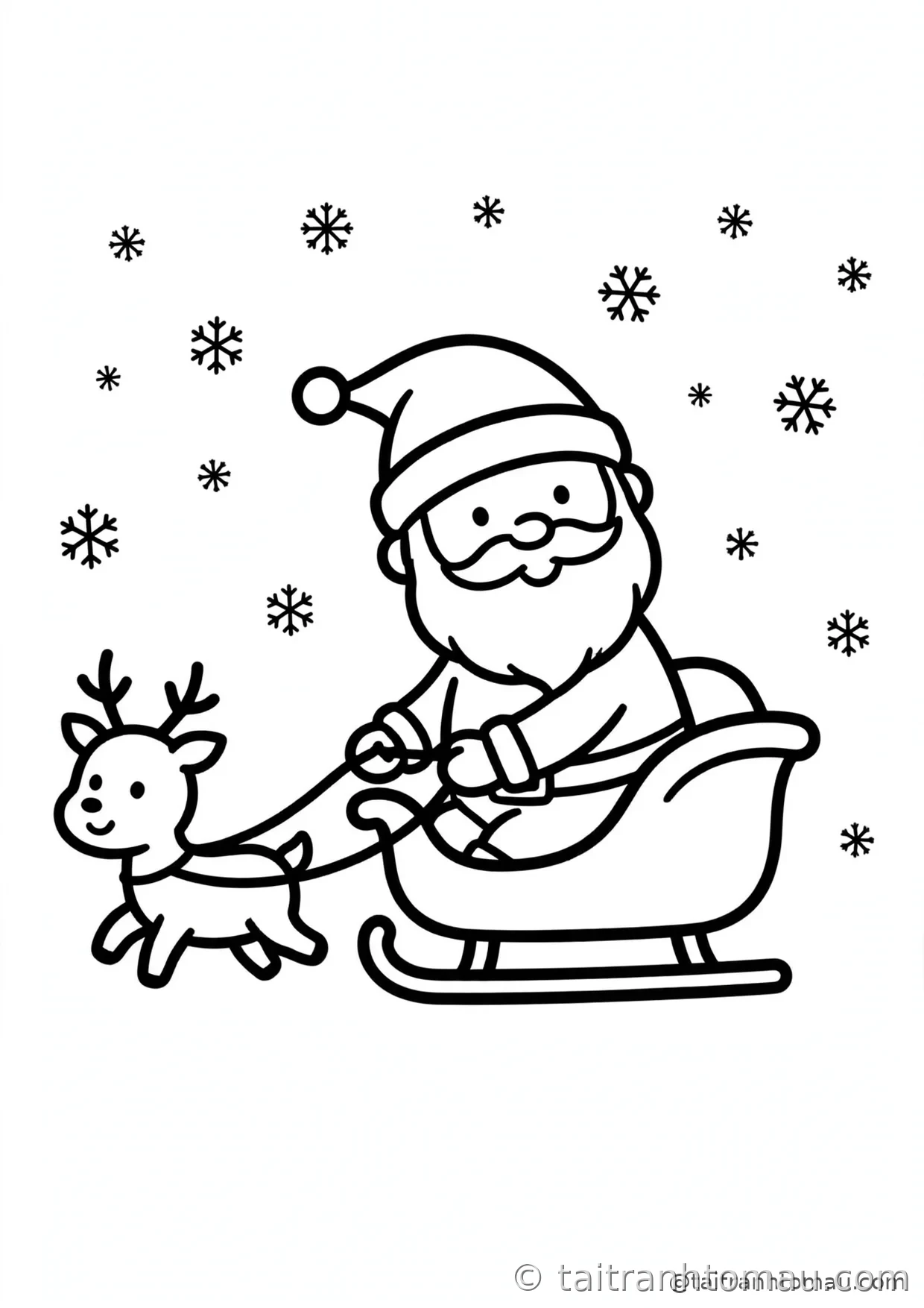 36 Tranh Tô Màu Ông Già Noel Cute Cho Bé Đón Giáng Sinh 4 tranh tô màu ông già noel: ông già noel lái xe trượt tuyết giữa trời tuyết rơi