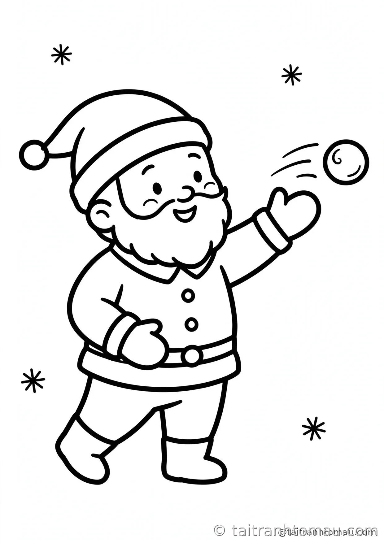36 Tranh Tô Màu Ông Già Noel Cute Cho Bé Đón Giáng Sinh 21 tranh tô màu ông già noel: ông già noel ném bóng tuyết đùa vui
