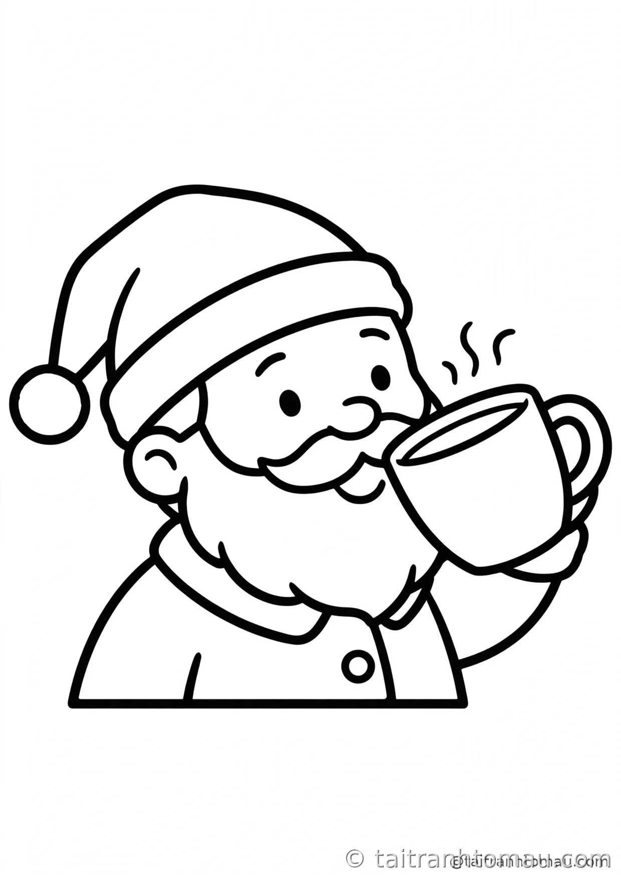 36 Tranh Tô Màu Ông Già Noel Cute Cho Bé Đón Giáng Sinh 22 tranh tô màu ông già noel: ông già noel nhấp tách ca cao nóng hổi