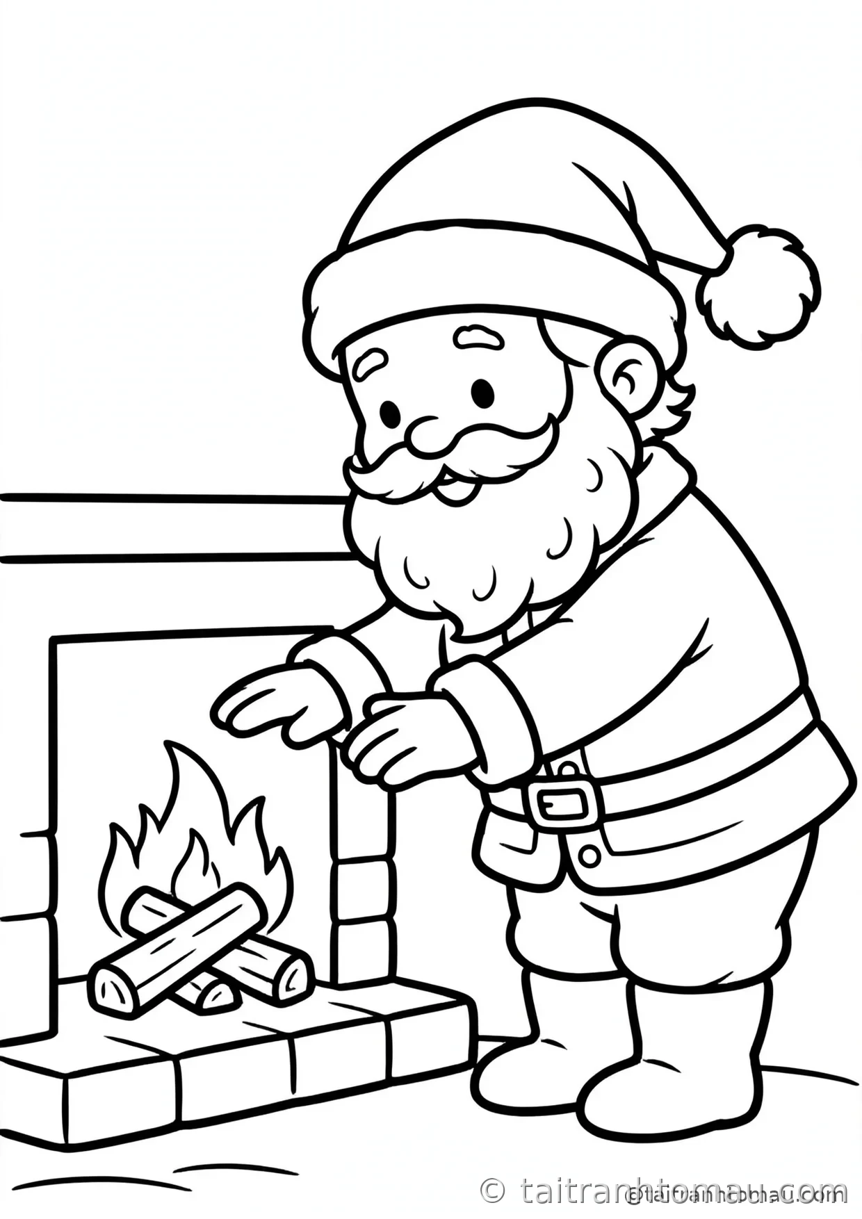 36 Tranh Tô Màu Ông Già Noel Cute Cho Bé Đón Giáng Sinh 36 tranh tô màu ông già noel: ông già noel sưởi tay bên lò sưởi