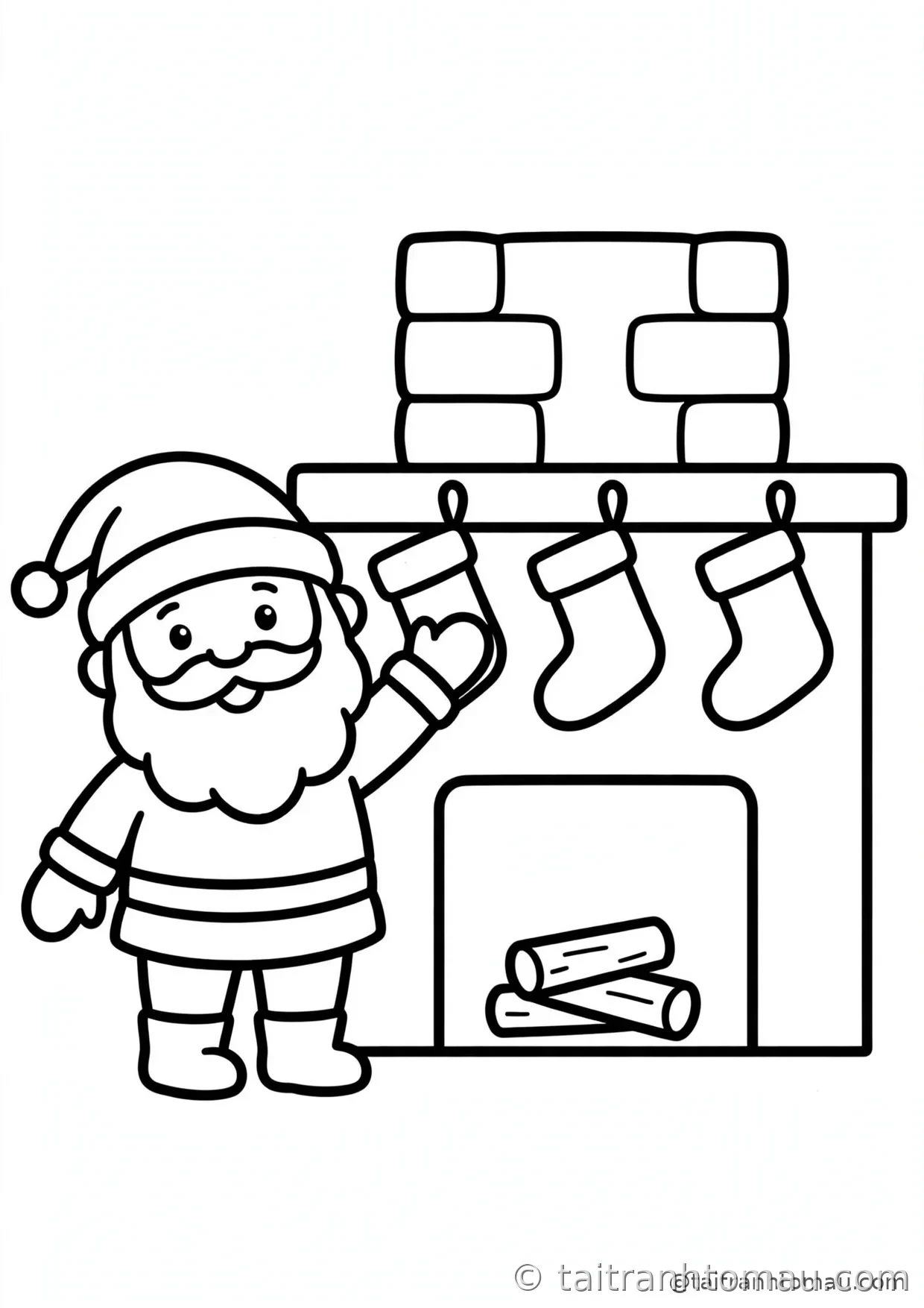 36 Tranh Tô Màu Ông Già Noel Cute Cho Bé Đón Giáng Sinh 12 tranh tô màu ông già noel: ông già noel treo tất lên lò sưởi