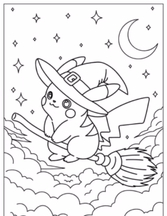 Tranh tô màu Pokemon Pikachu.