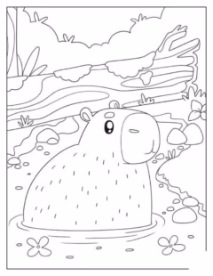 Chú capybara đáng yêu này đang chờ bạn tô màu đấy!
