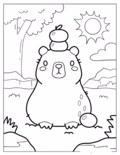 Chú capybara đáng yêu này đang chờ bạn tô màu đấy!