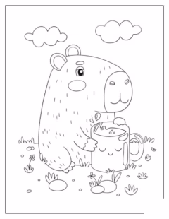 Chú capybara dễ thương đang đợi bạn tô màu đó!