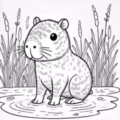 Chú capybara dễ thương này đang chờ bạn tô màu đấy!