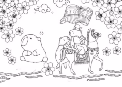 Chú capybara dễ thương này đang chờ bạn tô màu!