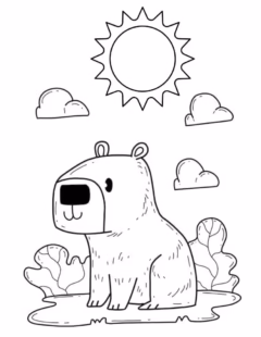 Chú capybara dễ thương này đang chờ bé tô màu đấy!