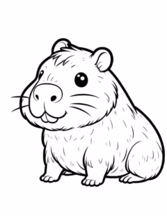 Tranh tô màu Capybara dễ thương cho bé.