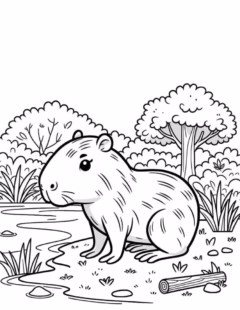 capybara cute cho bé tập tô màu