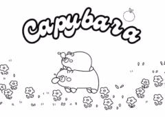 Tranh Tô Màu Capybara Cute – chuột lang nước Capybara (mẫu 2).