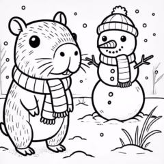 Tranh tô màu Capybara dễ thương cho bé.