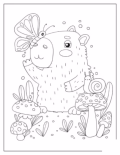 Tranh tô màu Capybara đơn giản đáng yêu cho bé.