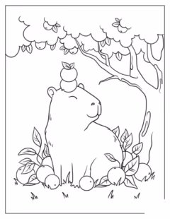 Chú capybara dễ thương đang ngồi thư giãn.