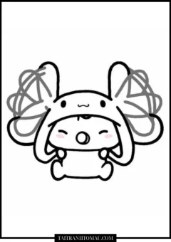 Tranh tô màu Cinnamoroll hưng phấn đáng yêu cho bé.