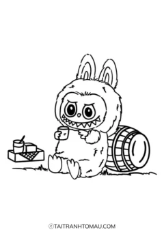 Tranh Tô Màu Labubu Cute – hóa trang (mẫu 4).