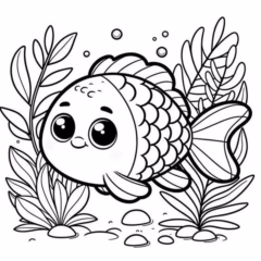 Một chú cá nhỏ xinh đang chờ bé tô màu.
