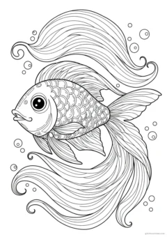 Beautiful fish coloring page with intricate scale and fin patterns for older kids.