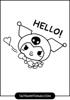Tranh tô màu Kuromi Hello xinh xắn cho bé.