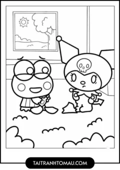 Coloring page of Kuromi and her best friend My Melody